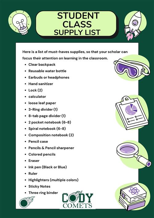  Student Supply List